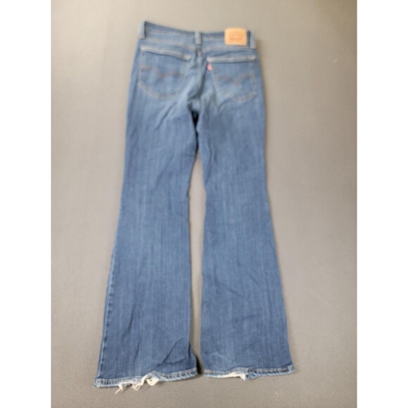 Levi's 726 Flare Jeans Womens 29x32 Blue Denim High Rise Medium Wash Distressed - Picture 13 of 15
